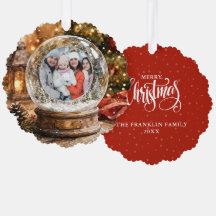 Feliz Natal Foto de Globo de Neve Rústico