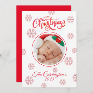 Feliz Natal Foto Vermelha Xadrez Flocos de Neve Fé