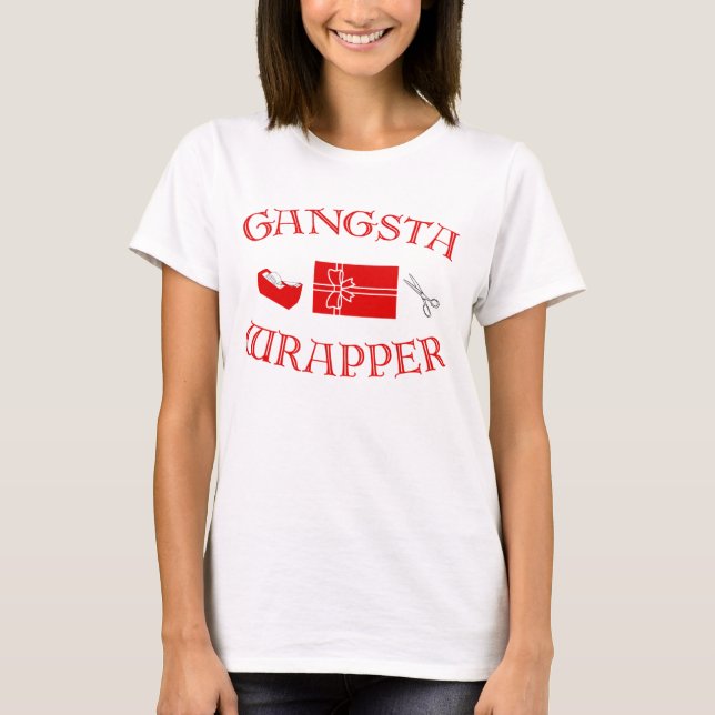 Feliz Natal Gangsta Gift Wrapper t t-shirt (Frente)