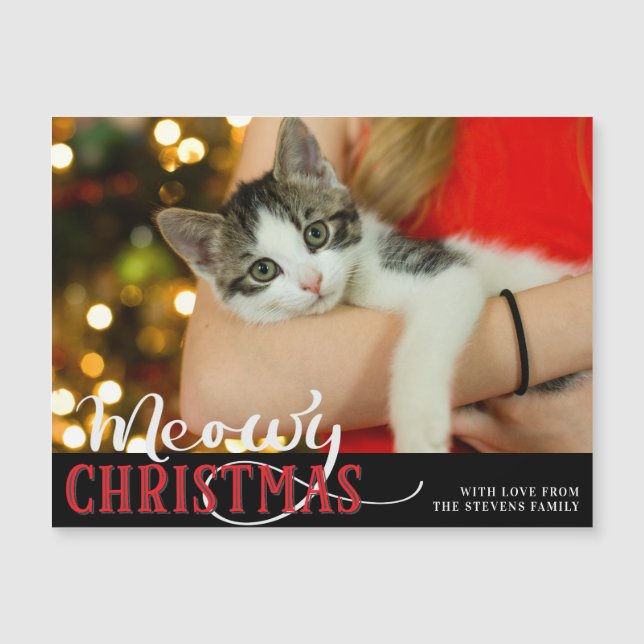 Feliz Natal Gato Adicione Sua Foto Personalizada (Frente)