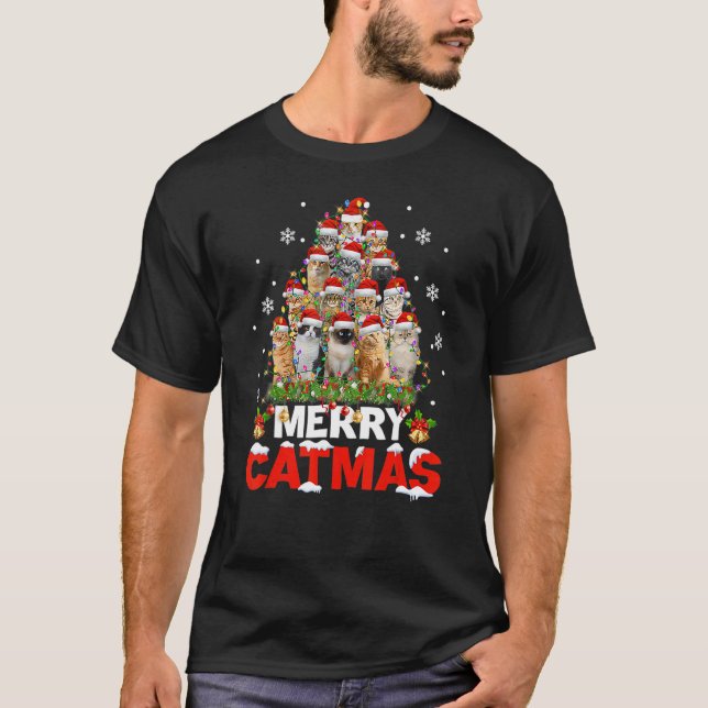 Feliz Natal Gato Camisolas De Natal Feio Suéter (Frente)