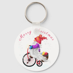 Feliz Natal Gnomo com Chaveiro de Bike e Gifts
