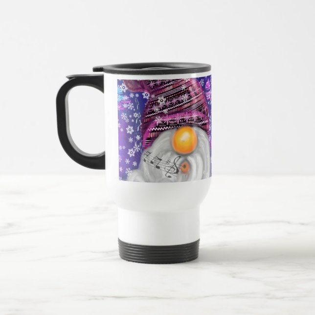 Feliz Natal Gnomo Na Caneca de viagem Do Roxo (Esquerda)
