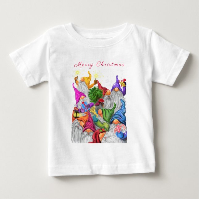 Feliz Natal Gnomos - Camiseta de Bebê (Frente)