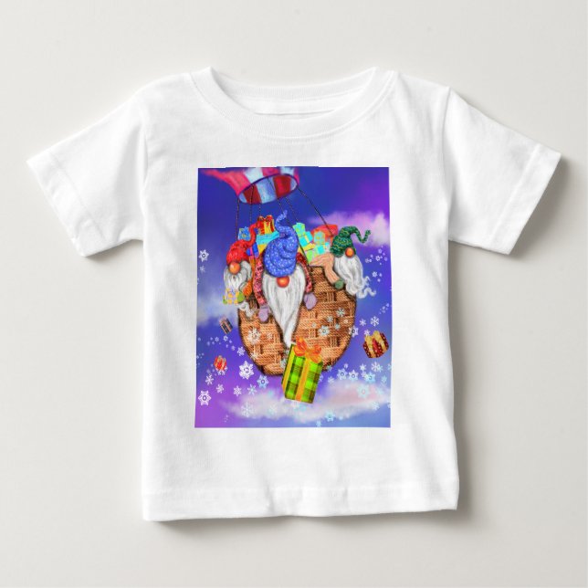Feliz Natal Gnomos dá presentes para camiseta bebê (Frente)