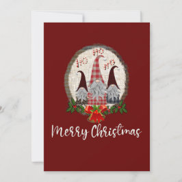 Feliz Natal Gnomos Vermelho Rústico, Cartão da Mod