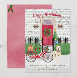 Feliz Natal Goldendoodle Bicicleta Porta Vermelha