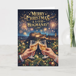 Feliz Natal Guid Hogmanay Cartão de Edimburgo