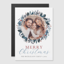 Feliz Natal Holly Photo Holiday Magnet Card