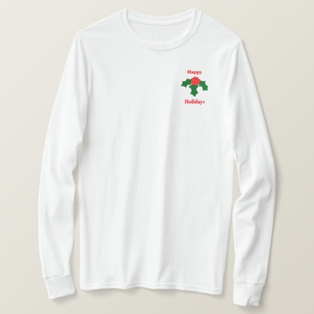 Feliz Natal Holly T-Shirt (Frente do Design)