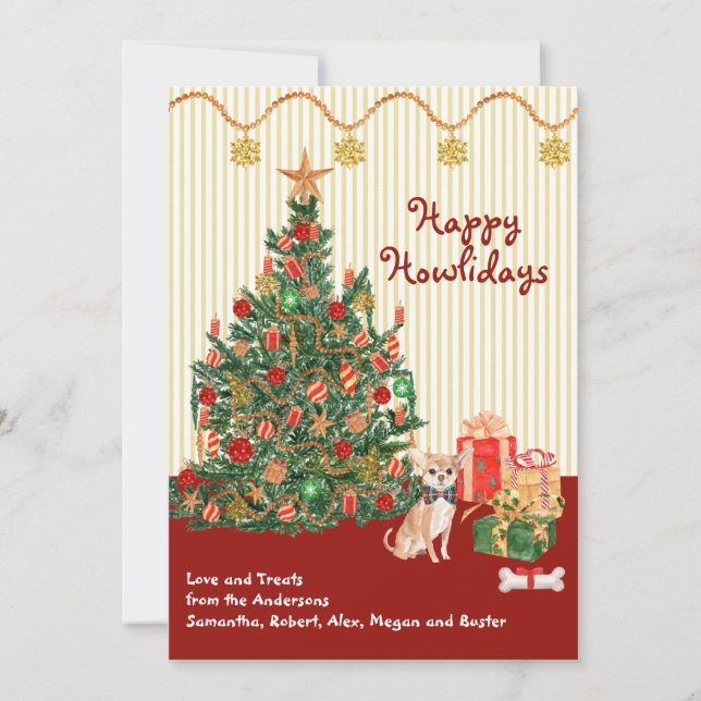 Feliz Natal Howliday Chihuahua apresenta árvore (Frente)