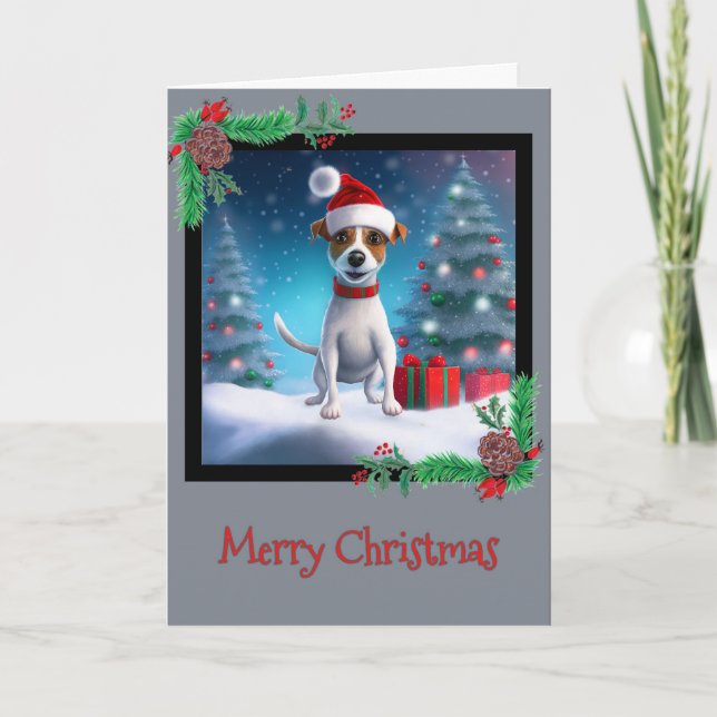 Feliz Natal Jack Russel Terrier - Cartão de Saudaç (Frente)