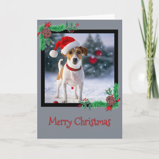 Feliz Natal Jack Russell Terrier - Cartão de Sauda (Frente)