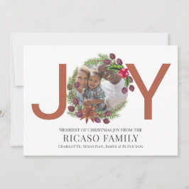 Feliz Natal Joy Wreath Cartão com fotos