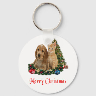 Feliz Natal Kitten e chaveiro de cachorrinho