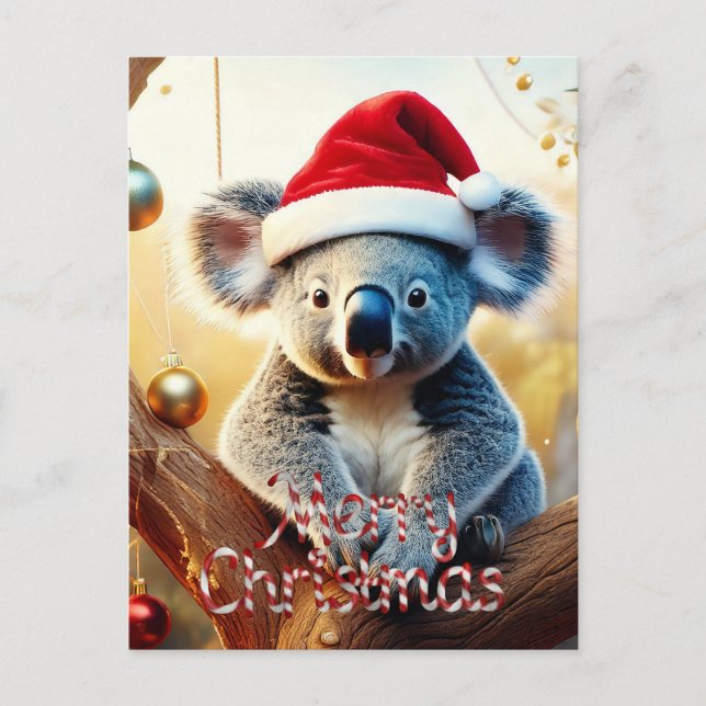 Feliz Natal Koala sentada no Cartão Gumtree (Frente)