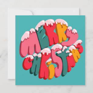 Feliz Natal Letras Bolha Retro Neve Fofo 