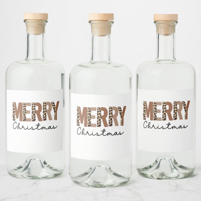 "Feliz Natal" Moderno Bloqueio de Cor Leopard Boho (Garrafas)