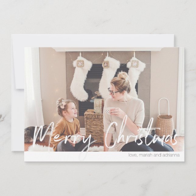 Feliz Natal Moderno Cartão com fotos 2N (Frente)
