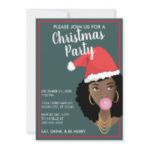 Feliz Natal! Mulher Negra Chapéu de Papai Noel, Az