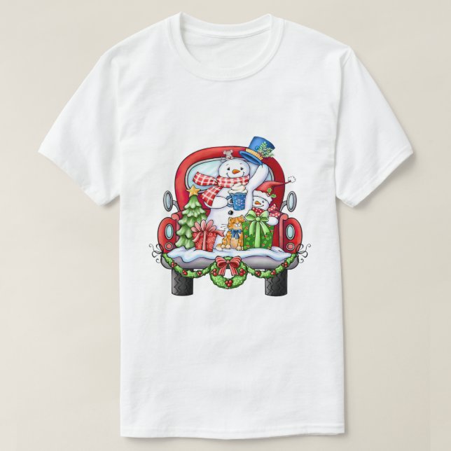 Feliz Natal Noel Papais noeis Snowman T-Shirt (Frente do Design)