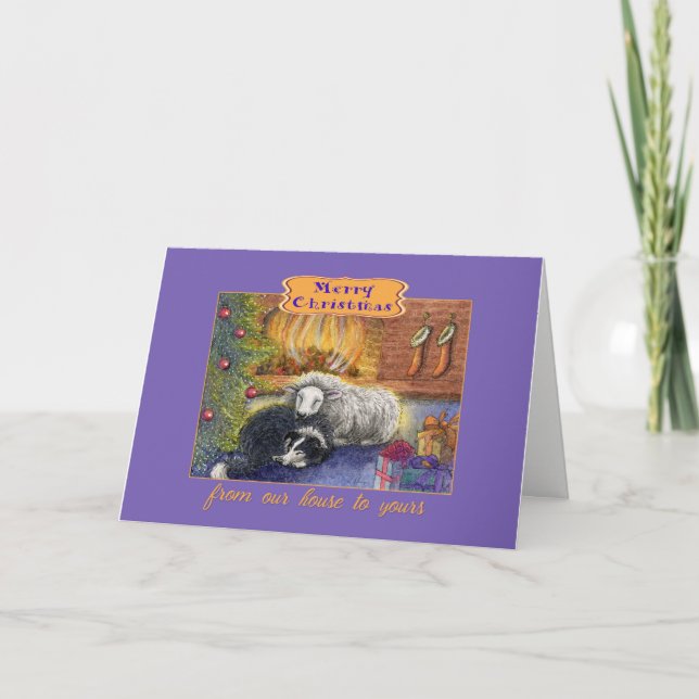 Feliz Natal para a nossa casa para a sua, cartão d (Frente)