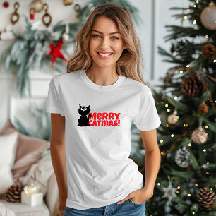Feliz Natal para as mães felinas Camiseta vermelha