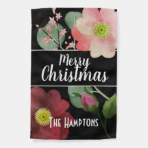 Feliz Natal Personalizado com Flores Grandes
