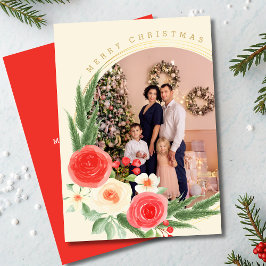 Feliz Natal Personalizado Foto do Inverno Floral