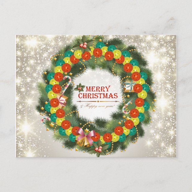 Feliz Natal Pickleball 1 cartão (Frente)