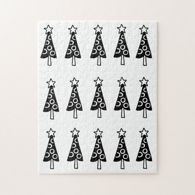Feliz Natal Quebra-cabeça Árvores Negras de Natal (Vertical)