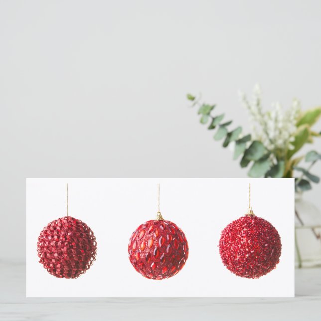 Feliz Natal Red Balls com texto (Em pé/Frente)