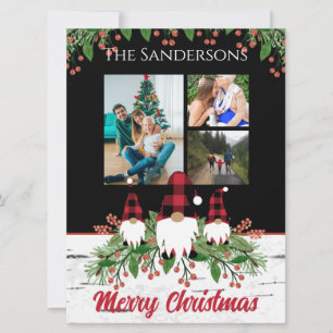 Feliz Natal Red Hat Buffalo Xadrez Gnomos Pretos