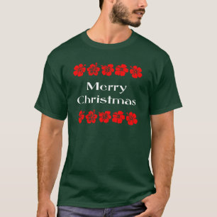 Feliz Natal Red Hibiscus - Camiseta Havaiana
