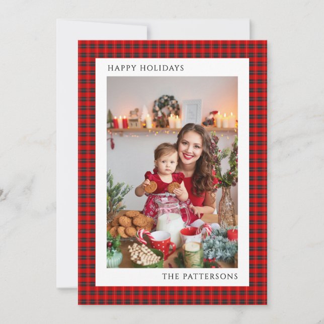 Feliz Natal Red Tartan Foto | Natal (Frente)