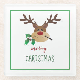 Feliz Natal Reindeer Mistletoe Green