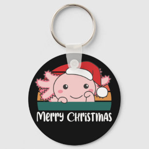 Feliz Natal Retro Axolotl Chaveiro de Natal