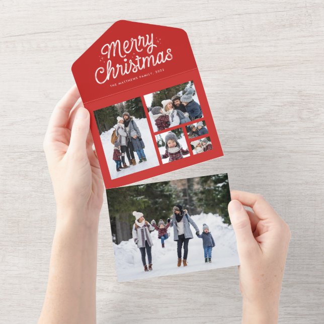 Feliz Natal retro colagem vermelha feriado único (Aba destacável)