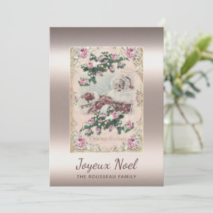 Feliz Natal Rosa Dourado Vintage Papai Noel Natal