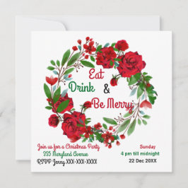 Feliz Natal Russo Rosas Watercolor Wreath