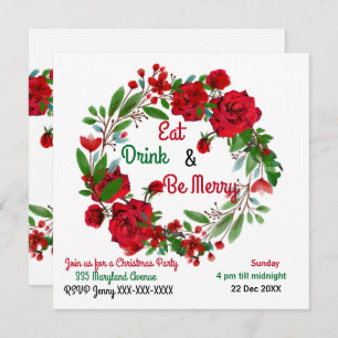 Feliz Natal Russo Rosas Watercolor Wreath
