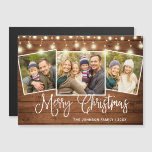 Feliz Natal Rustic 3 PHOTO Magnetic Card