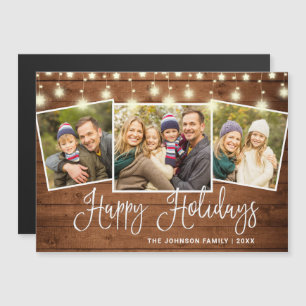 Feliz Natal Rustic 3 PHOTO Magnetic Card
