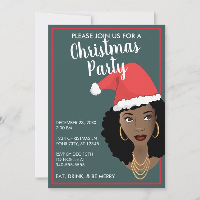 Feliz Natal! Santa Hat, Teal e Vermelho (Frente)