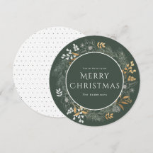 Feliz Natal Saudações Elegante Sage Dourada Wreath