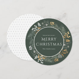 Feliz Natal Saudações Elegante Sage Dourada Wreath