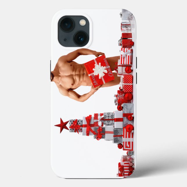 Feliz Natal SlipperyJoe presente vermelho branco p (Verso)