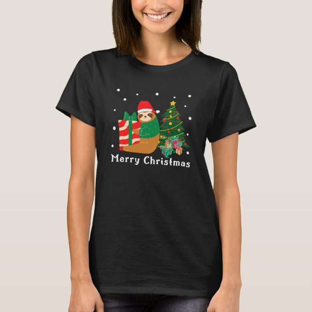 Feliz Natal Sloth Natal T-Shirt (Frente)