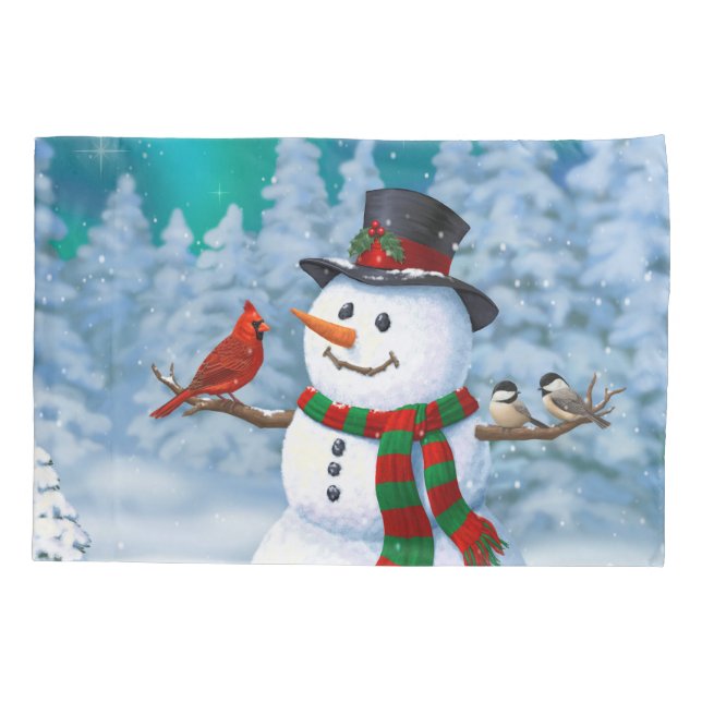 Feliz Natal Snowman e Birds Cena de Inverno (Traseira-Esquerda)