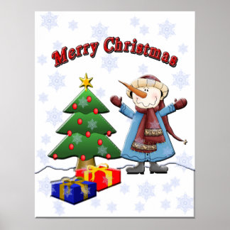 Feliz Natal Snowman Poster